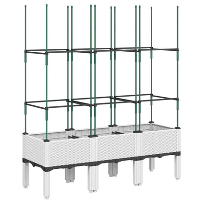 Utendørs Blomsterkasse Plantekasse Polypropen (PP) med espalier Hvit 120x40x142,5 cm PP