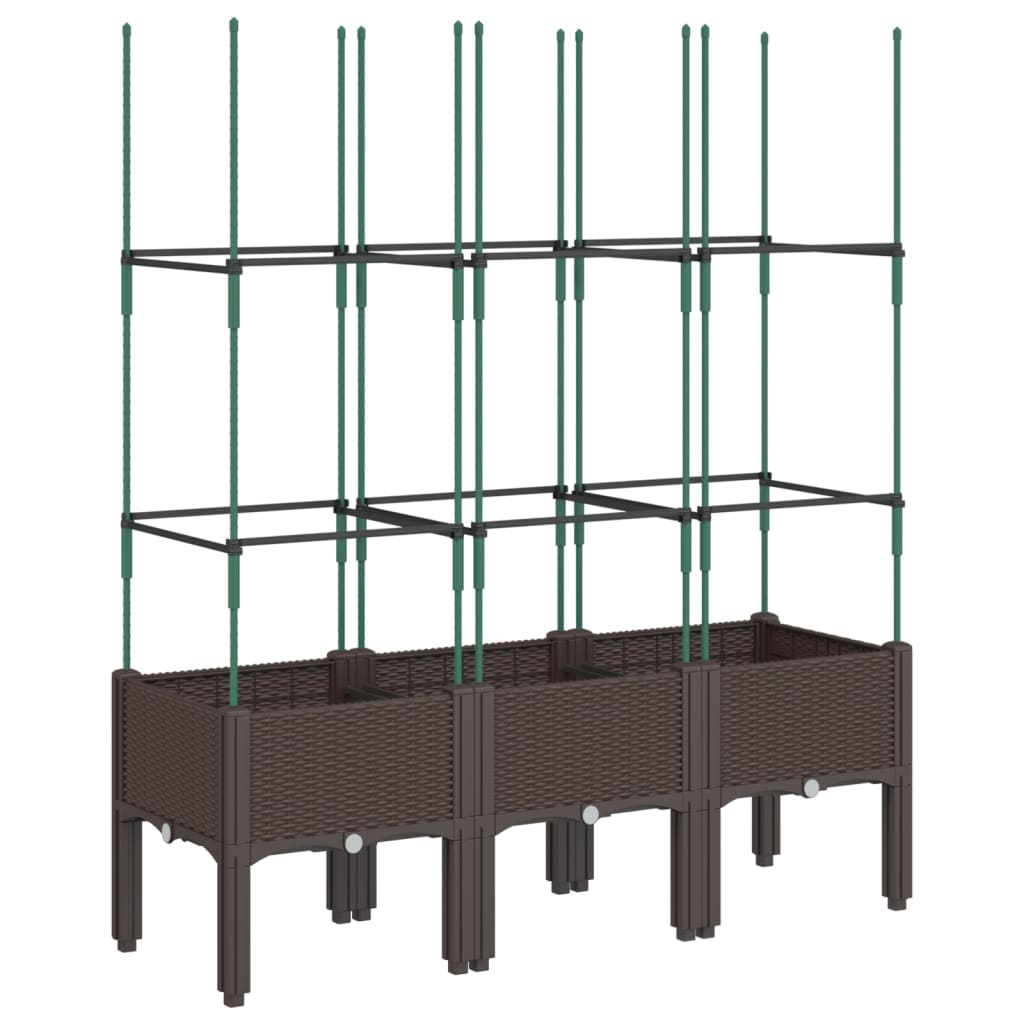 Utendørs Blomsterkasse Plantekasse Polypropen (PP) med espalier Brun 120x40x142,5 cm PP