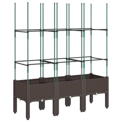 Utendørs Blomsterkasse Plantekasse Polypropen (PP) med espalier Brun 120x40x142,5 cm PP