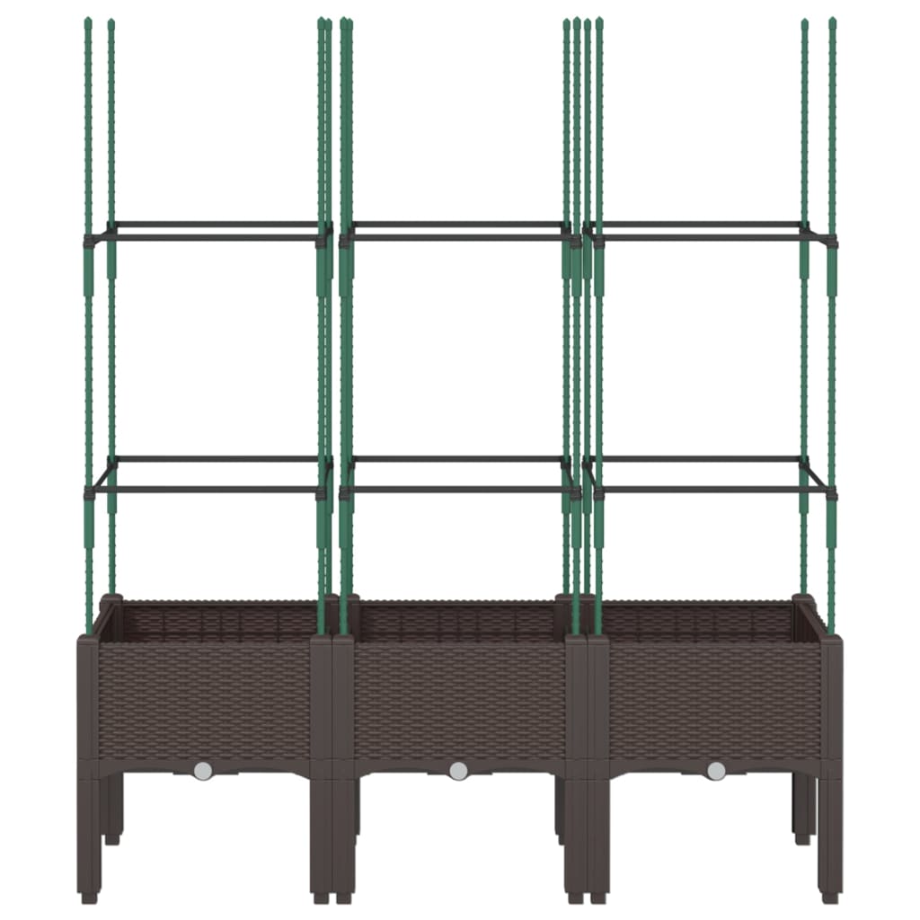Utendørs Blomsterkasse Plantekasse Polypropen (PP) med espalier Brun 120x40x142,5 cm PP