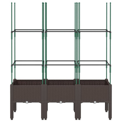 Utendørs Blomsterkasse Plantekasse Polypropen (PP) med espalier Brun 120x40x142,5 cm PP