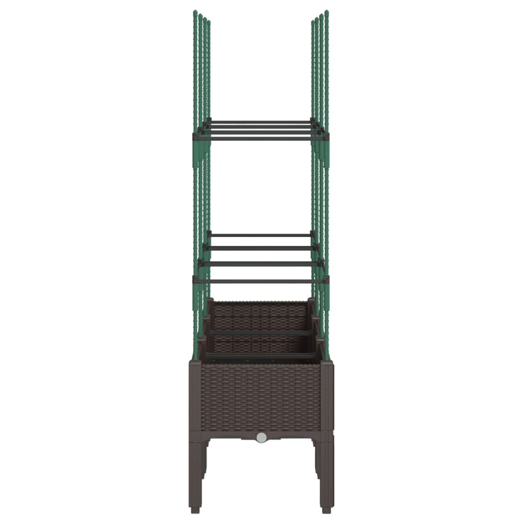 Utendørs Blomsterkasse Plantekasse Polypropen (PP) med espalier Brun 120x40x142,5 cm PP