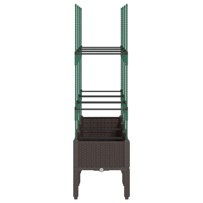 Utendørs Blomsterkasse Plantekasse Polypropen (PP) med espalier Brun 120x40x142,5 cm PP