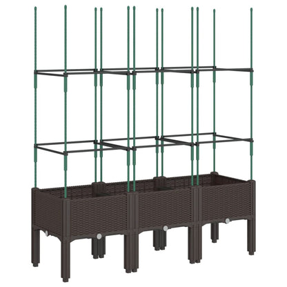 Utendørs Blomsterkasse Plantekasse Polypropen (PP) med espalier Brun 120x40x142,5 cm PP
