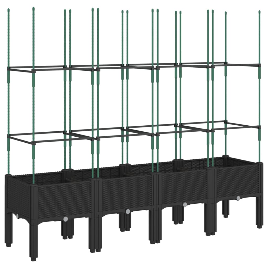 Plantekasse med espalier svart 160x40x142,5 cm PP