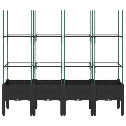 Plantekasse med espalier svart 160x40x142,5 cm PP