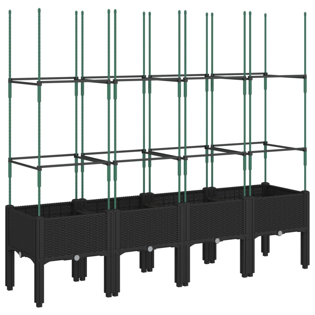 Plantekasse med espalier svart 160x40x142,5 cm PP