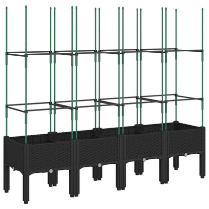 Plantekasse med espalier svart 160x40x142,5 cm PP