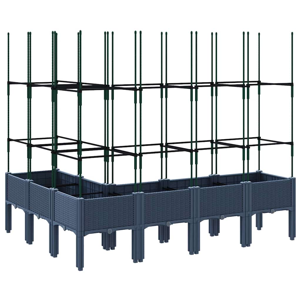 Plantekasse med espalier blågrå 160x120x142,5 cm PP