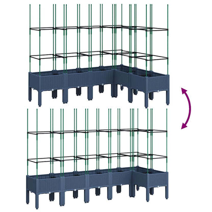Plantekasse med espalier blågrå 160x120x142,5 cm PP