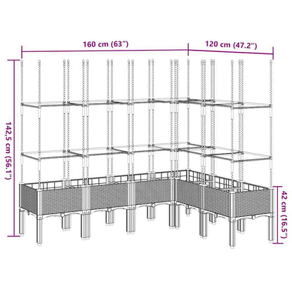 Plantekasse med espalier blågrå 160x120x142,5 cm PP