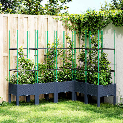 Plantekasse med espalier blågrå 160x120x142,5 cm PP