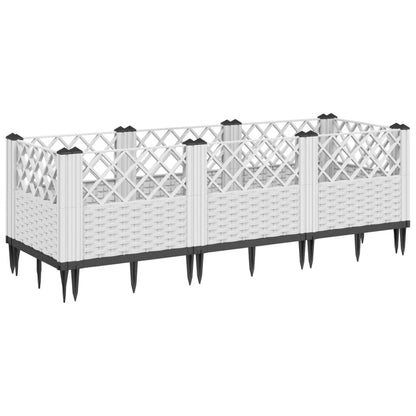 Utendørs Blomsterkasse Plantekasse Polypropen (PP) med plugger Hvit 123,5x43,5x43,5 cm PP
