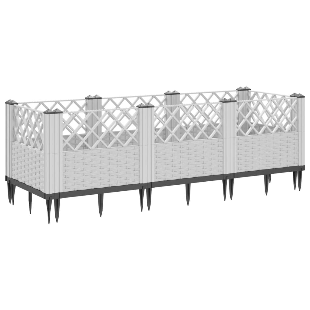 Utendørs Blomsterkasse Plantekasse Polypropen (PP) med plugger Hvit 123,5x43,5x43,5 cm PP