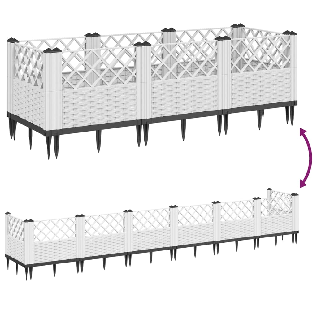 Utendørs Blomsterkasse Plantekasse Polypropen (PP) med plugger Hvit 123,5x43,5x43,5 cm PP