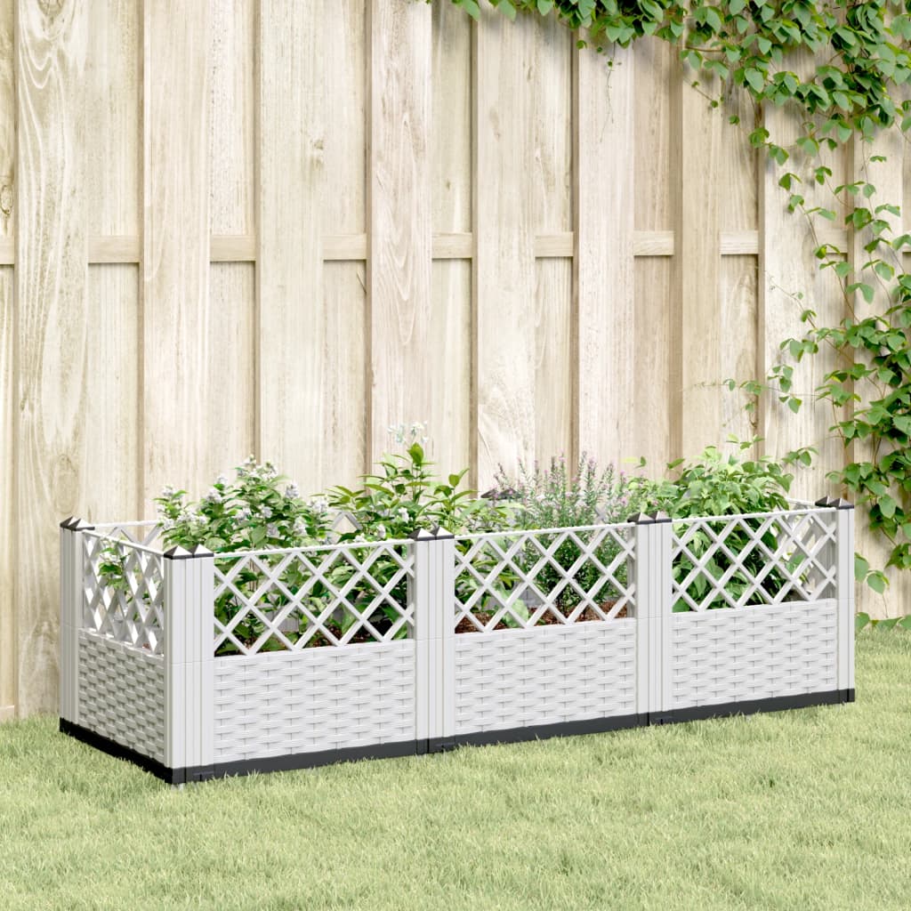 Utendørs Blomsterkasse Plantekasse Polypropen (PP) med plugger Hvit 123,5x43,5x43,5 cm PP