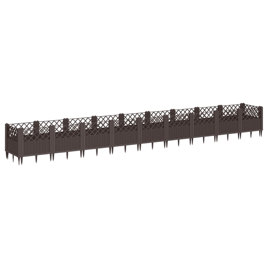 Plantekasse med plugger brun 363,5x43,5x43,5 cm PP