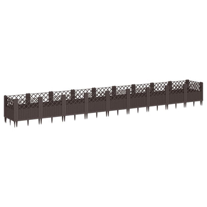 Plantekasse med plugger brun 363,5x43,5x43,5 cm PP