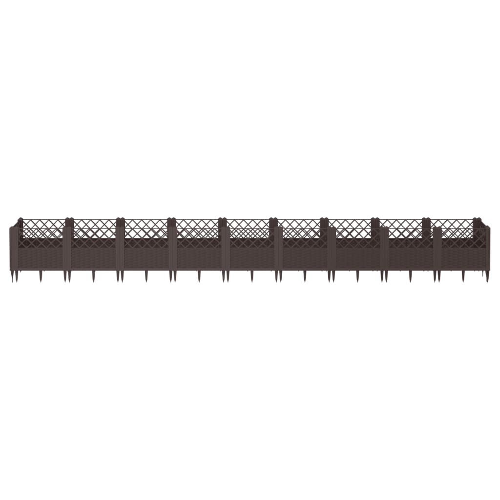 Plantekasse med plugger brun 363,5x43,5x43,5 cm PP
