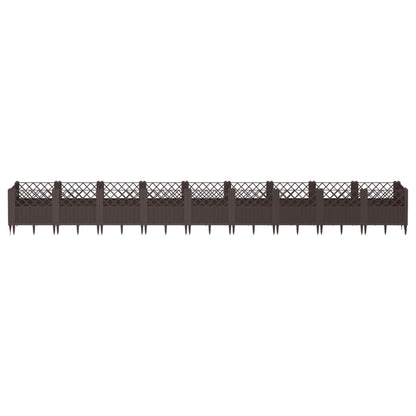 Plantekasse med plugger brun 363,5x43,5x43,5 cm PP