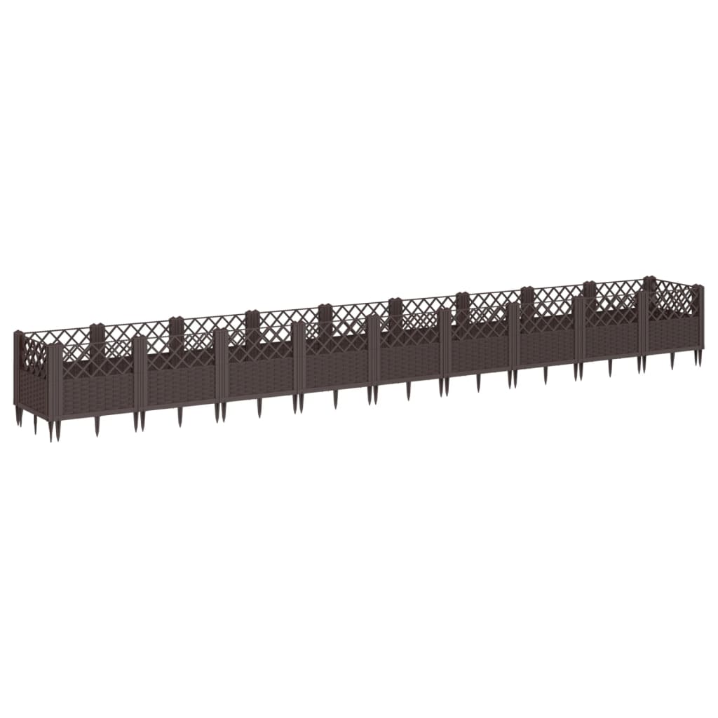 Plantekasse med plugger brun 363,5x43,5x43,5 cm PP