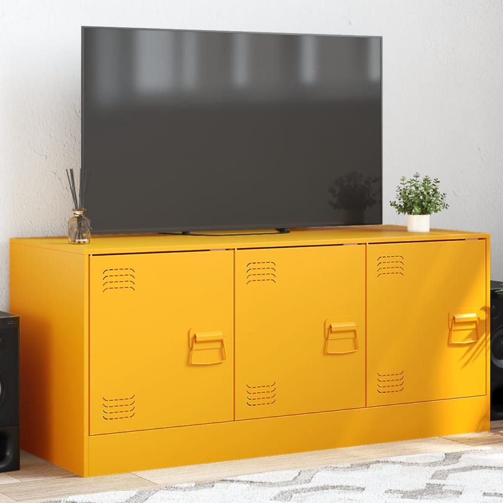 TV-Møbel DIV. TV-benk sennepsgul 99x39x44 cm stål