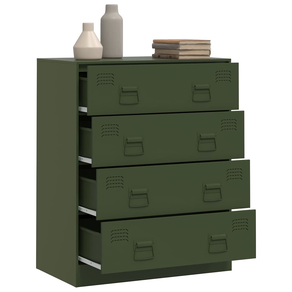 Kommode DIV. olivengrønn 67x39x83 cm stål