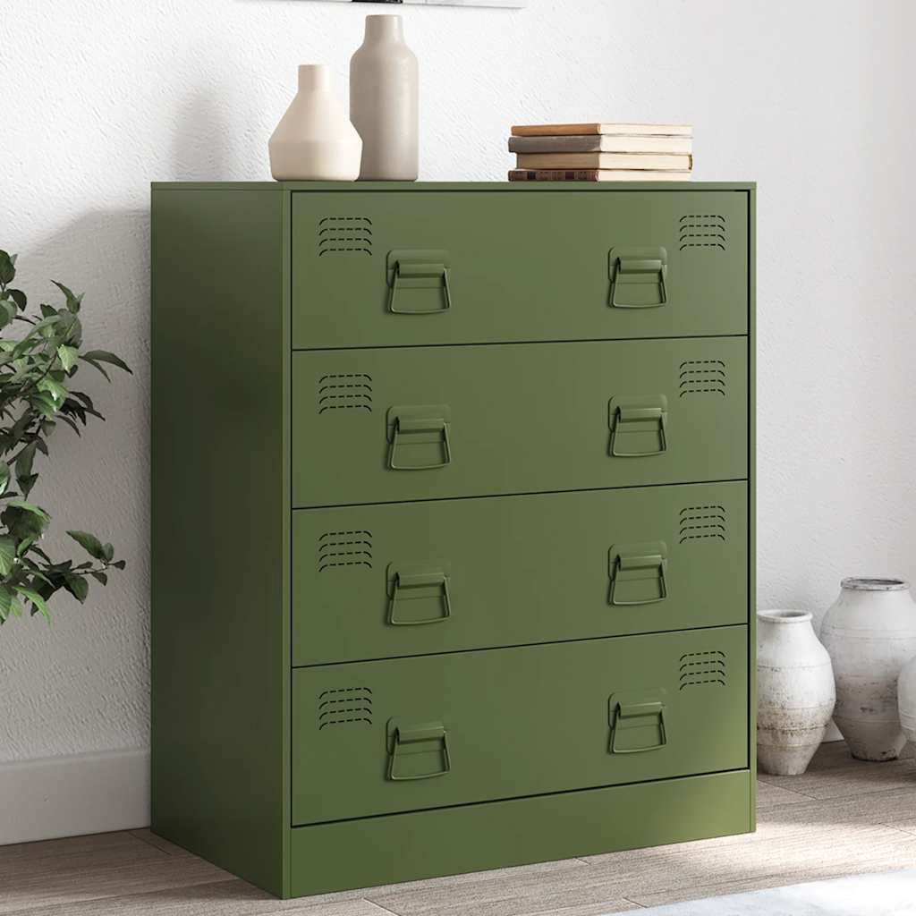 Kommode DIV. olivengrønn 67x39x83 cm stål