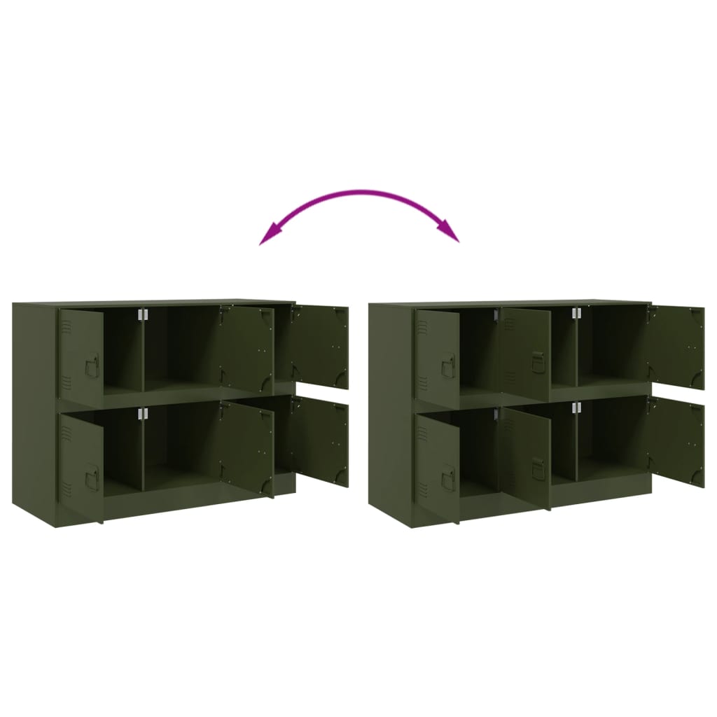 Skjenk DIV. olivengrønn 99x39x73 cm stål