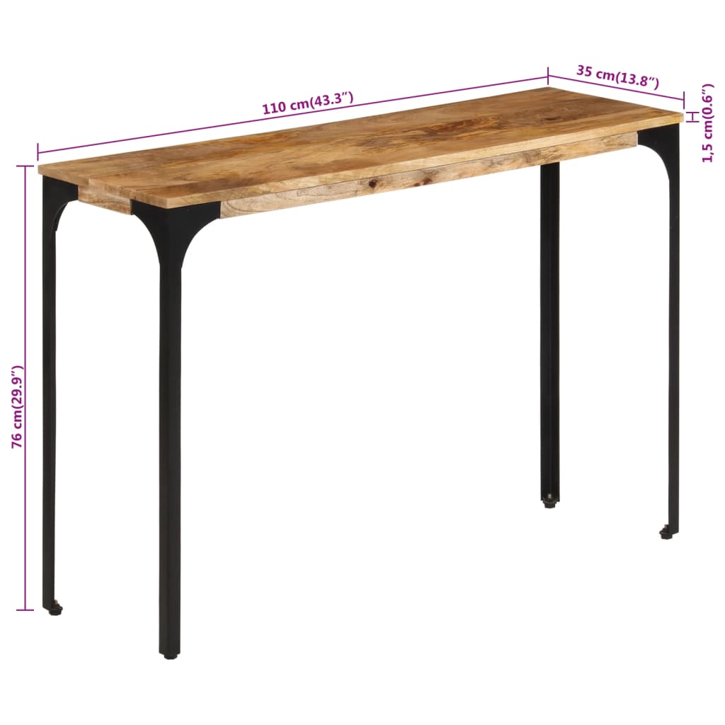 Avlastningsbord Konsollbord Tre Brun 110x35x76 cm heltre mango og jern