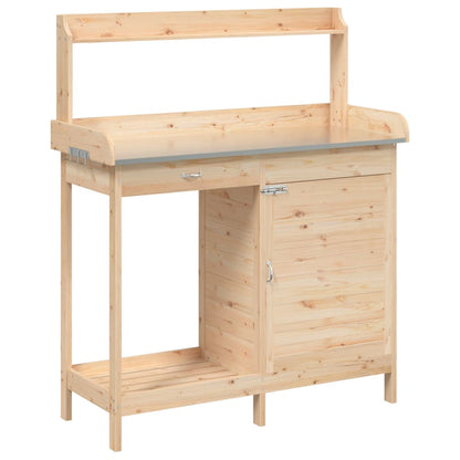 Utendørs Blomsterstativ Plantebord med skap 110,5x45x124,5 cm heltre gran