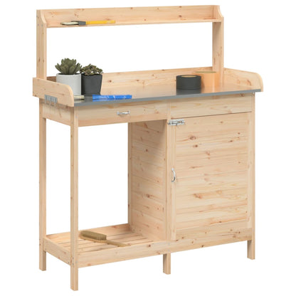 Utendørs Blomsterstativ Plantebord med skap 110,5x45x124,5 cm heltre gran