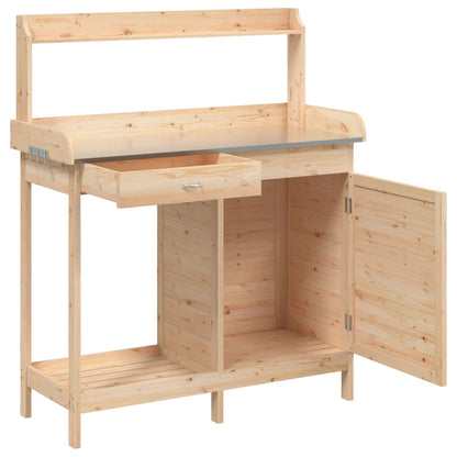Utendørs Blomsterstativ Plantebord med skap 110,5x45x124,5 cm heltre gran