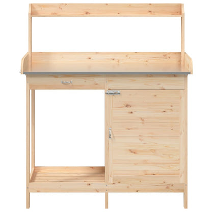 Utendørs Blomsterstativ Plantebord med skap 110,5x45x124,5 cm heltre gran