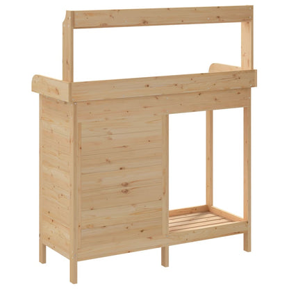 Utendørs Blomsterstativ Plantebord med skap 110,5x45x124,5 cm heltre gran