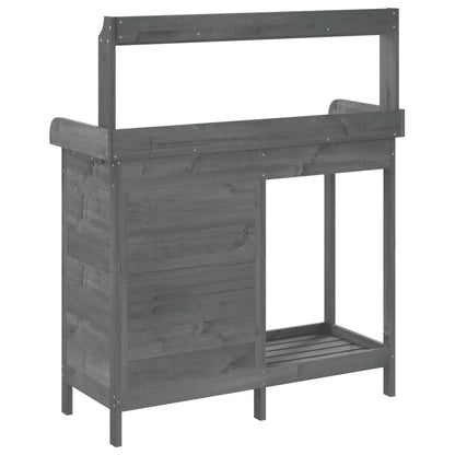 Utendørs Blomsterstativ Plantebord med skap Grå 110,5x45x124,5 cm heltre gran