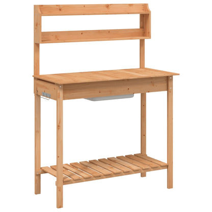 Utendørs Blomsterstativ Plantebord med skap 147,5x44x139,5 cm heltre gran
