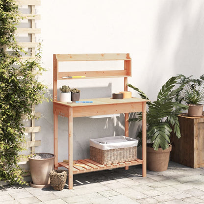 Utendørs Blomsterstativ Plantebord med skap 147,5x44x139,5 cm heltre gran