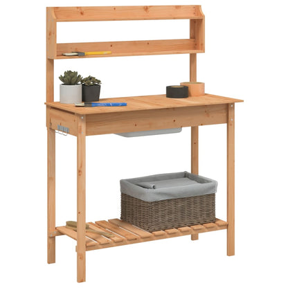 Utendørs Blomsterstativ Plantebord med skap 147,5x44x139,5 cm heltre gran