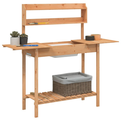 Utendørs Blomsterstativ Plantebord med skap 147,5x44x139,5 cm heltre gran