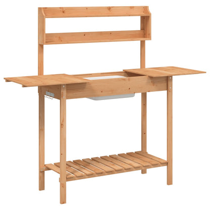 Utendørs Blomsterstativ Plantebord med skap 147,5x44x139,5 cm heltre gran