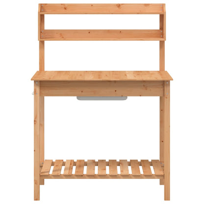 Utendørs Blomsterstativ Plantebord med skap 147,5x44x139,5 cm heltre gran