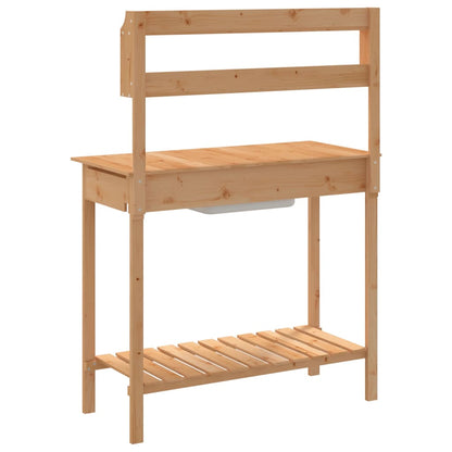Utendørs Blomsterstativ Plantebord med skap 147,5x44x139,5 cm heltre gran