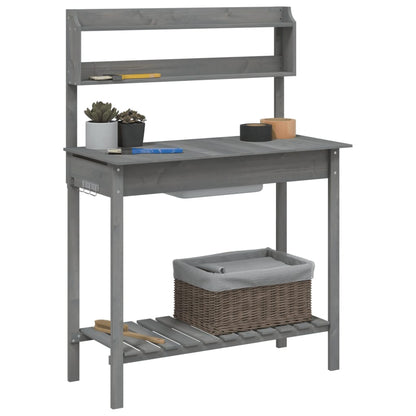 Utendørs Blomsterstativ Plantebord med skap 147,5x44x139,5 cm heltre gran