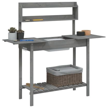 Utendørs Blomsterstativ Plantebord med skap 147,5x44x139,5 cm heltre gran