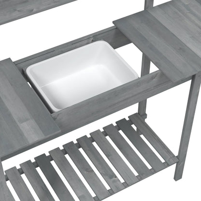 Utendørs Blomsterstativ Plantebord med skap 147,5x44x139,5 cm heltre gran