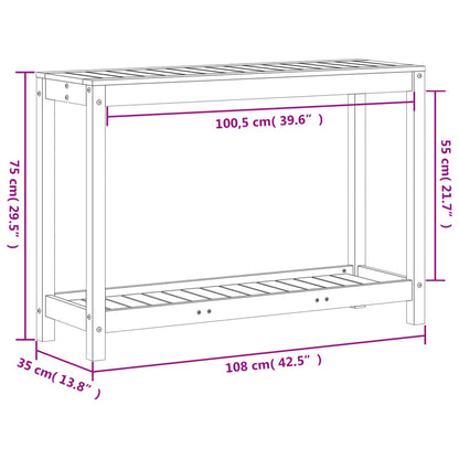 Utendørs Blomsterstativ Plantebord med hylle 108x35x75 cm heltre furu