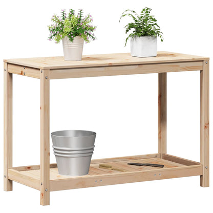 Utendørs Blomsterstativ Plantebord med hylle 108x50x75 cm heltre furu