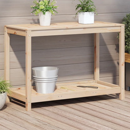 Utendørs Blomsterstativ Plantebord med hylle 108x50x75 cm heltre furu