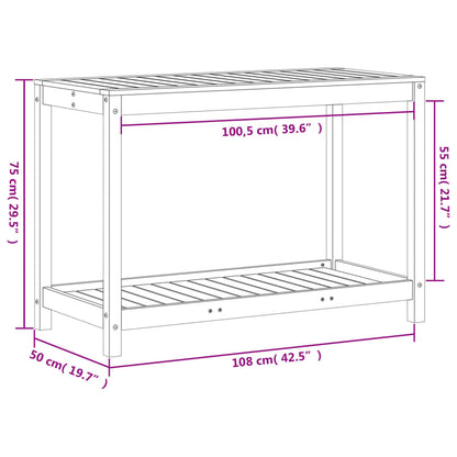 Utendørs Blomsterstativ Plantebord med hylle 108x50x75 cm heltre furu